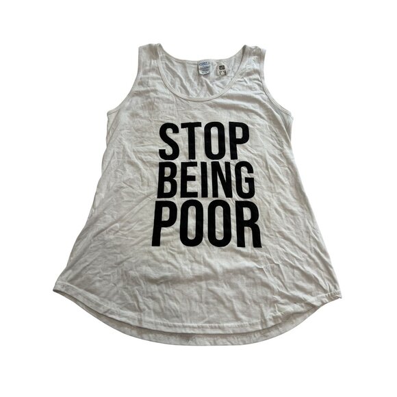 Stop Being Poor Tank Top in White - Picture 1 of 3